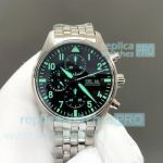 Swiss Copy IWC Schaffhausen Pilot's Chronograph Steel Watch Green Arabic Markers 